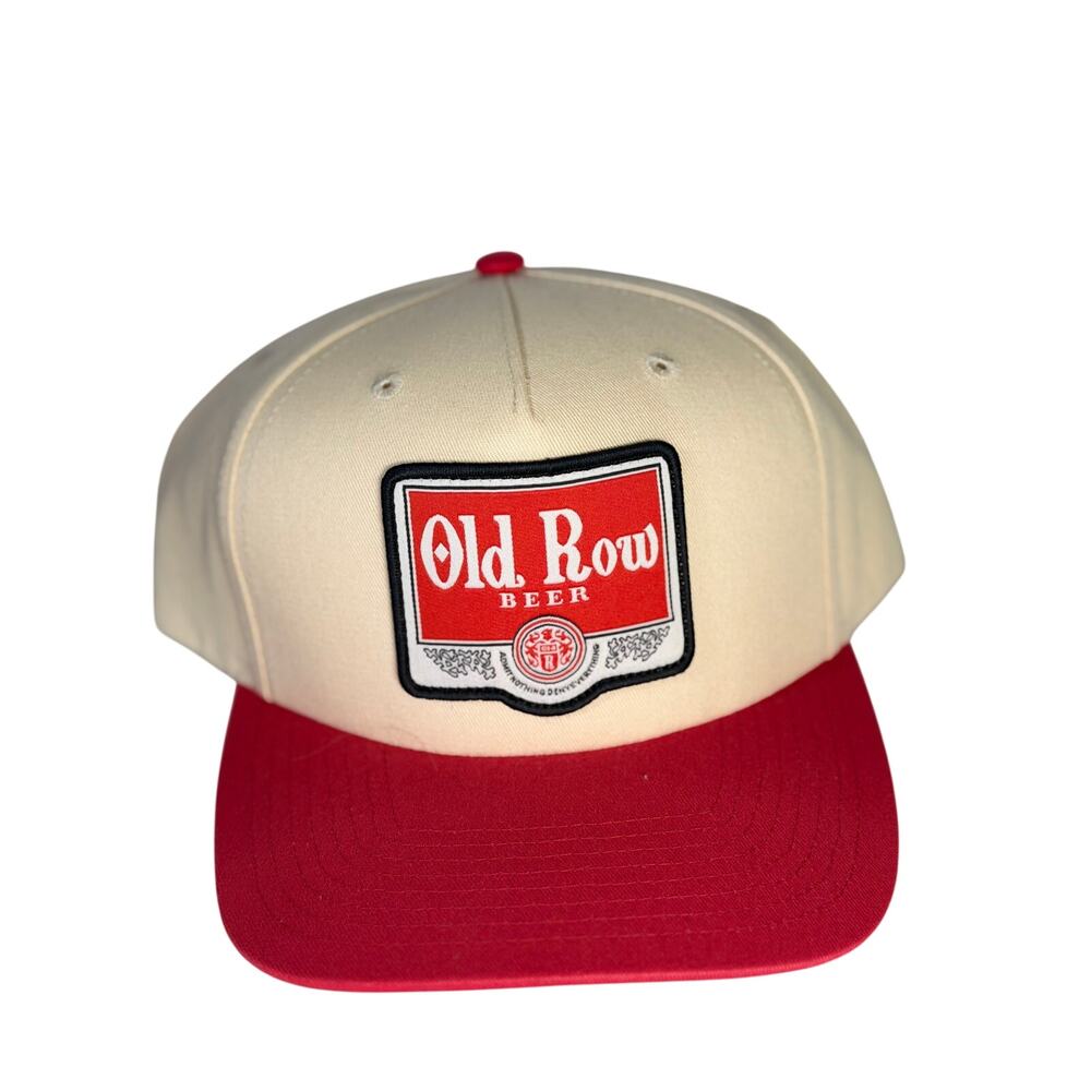 Old Row Beer Snapback Hat Red Cream Baseball Cap Adult One Size NWT